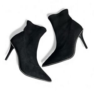 Coach Whitney Boots Black Suede Ankle Booties Studded Quiet Luxury Mobwife 7.5